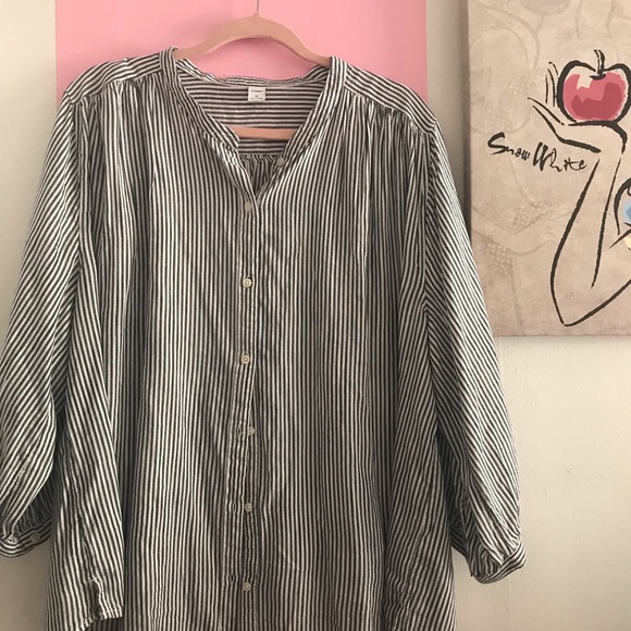 Old Navy Tops - Linen Striped Button Down Swing Top-BT41